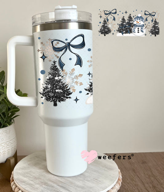 Navy Blue Snowman Christmas UV DTF Cup Wrap 40oz Tumbler Cup Wrap Weefers