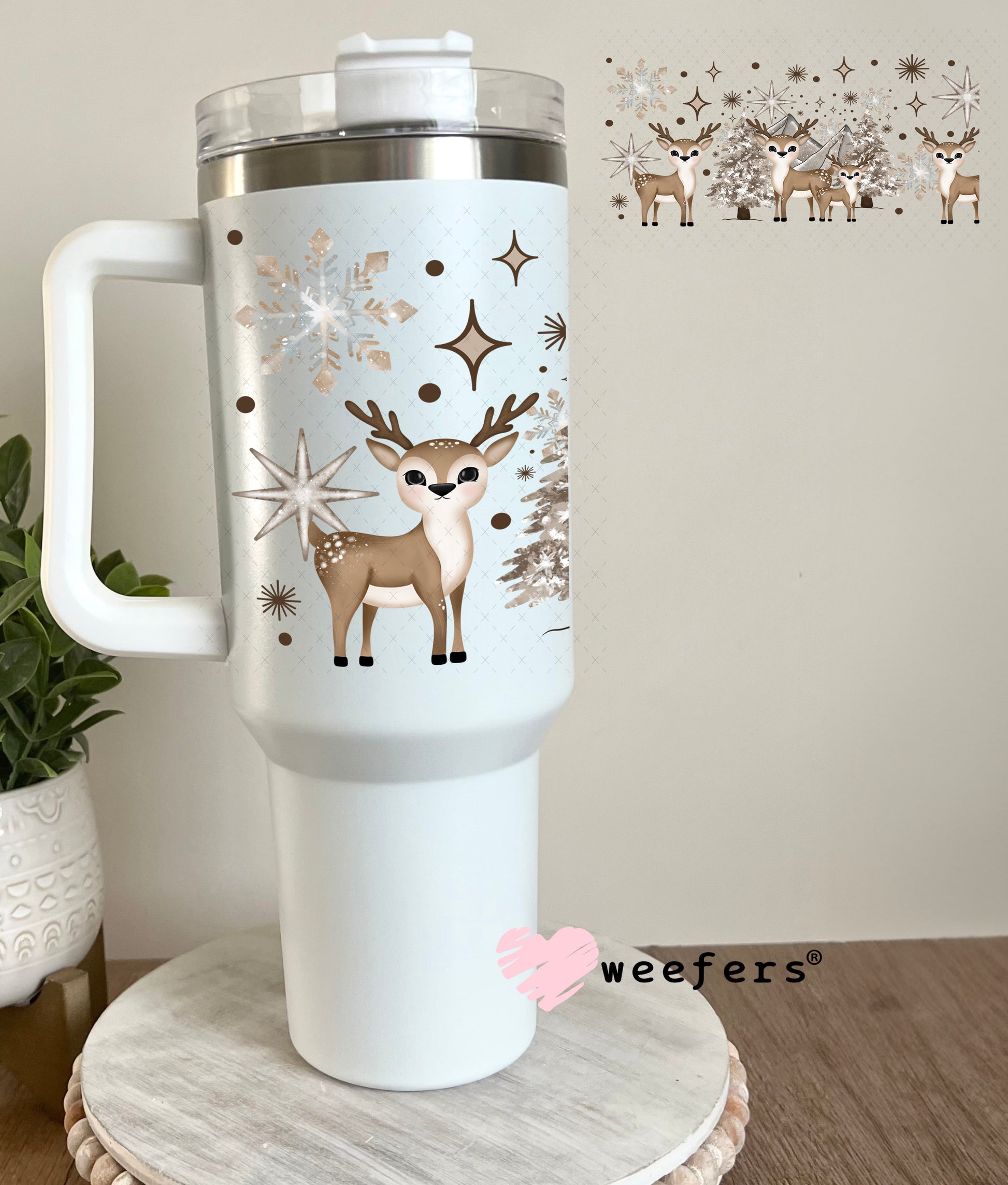 Winter Wonderland Reindeer UV DTF Cup Wrap 40oz Tumbler Cup Wrap Weefers