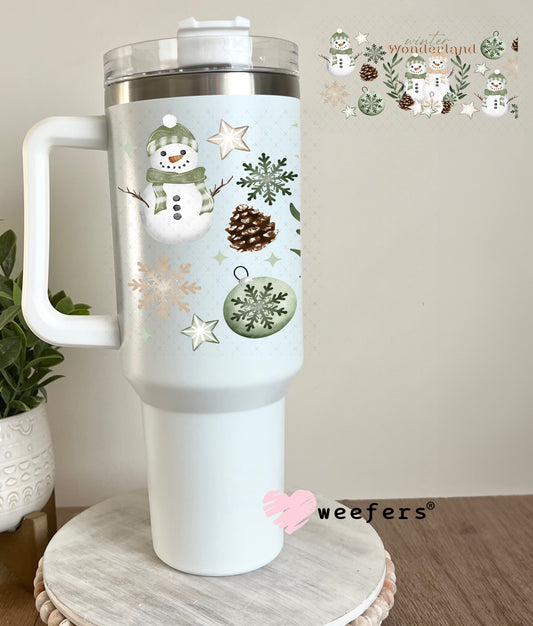 Mint Wonderland Snowmen UV DTF Cup Wrap 40oz Tumbler Cup Wrap Weefers