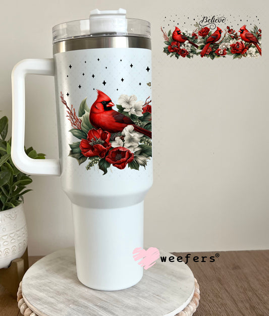 Believe Red Cardinals UV DTF Cup Wrap 40oz Tumbler Cup Wrap Weefers