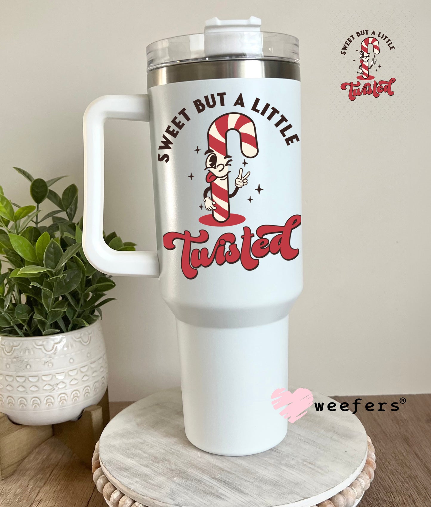 Sweet But Twisted Christmas UV DTF Decal 40oz Tumbler Decal Weefers