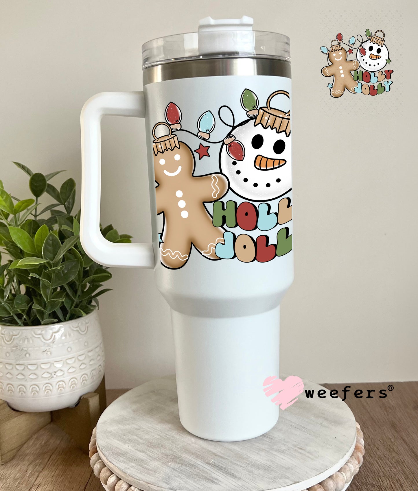 Holly Jolly Christmas UV DTF Decal 40oz Tumbler Decal Weefers