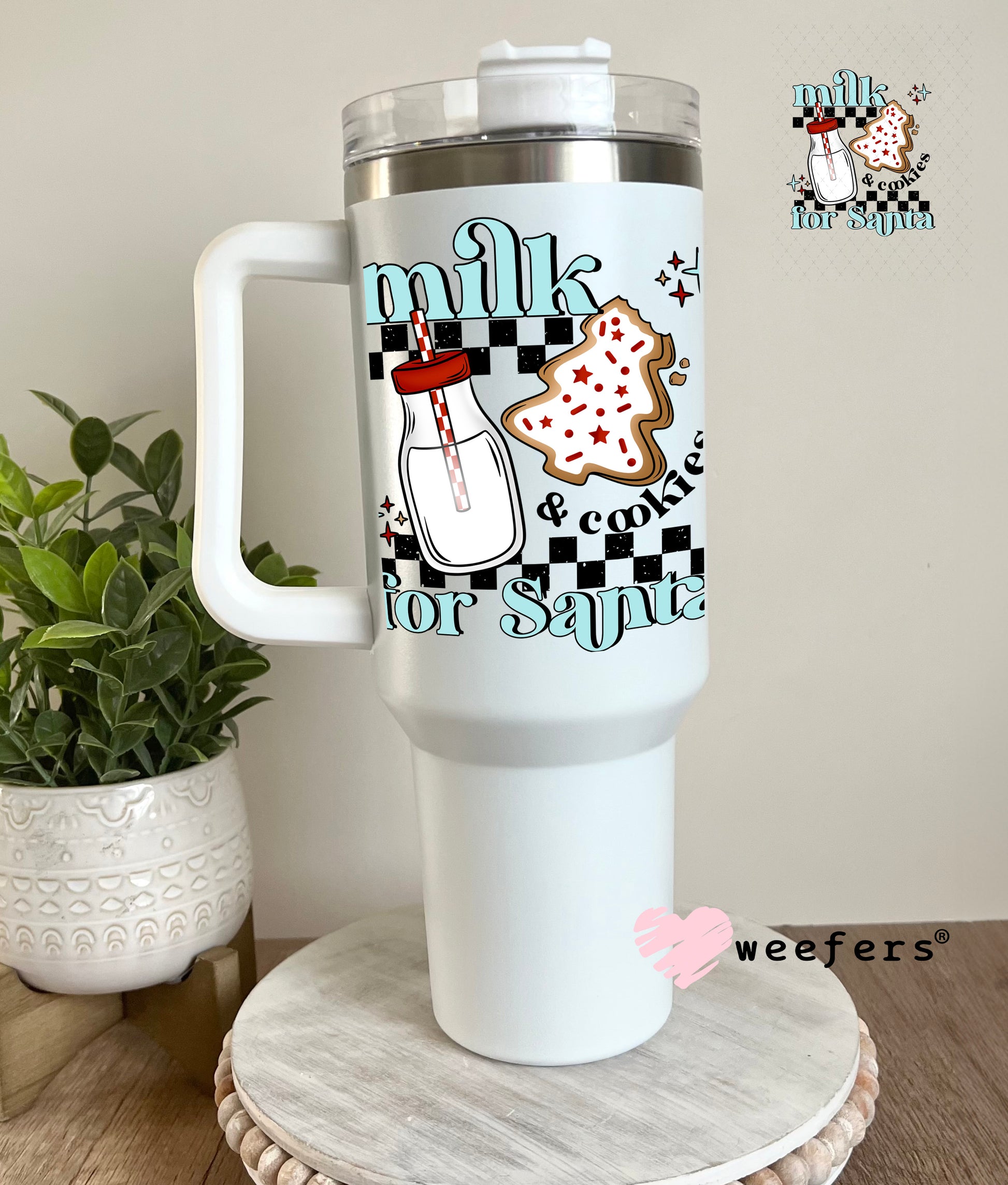 Milk and Cookies for Santa UV DTF Decal 40oz Tumbler Decal Weefers