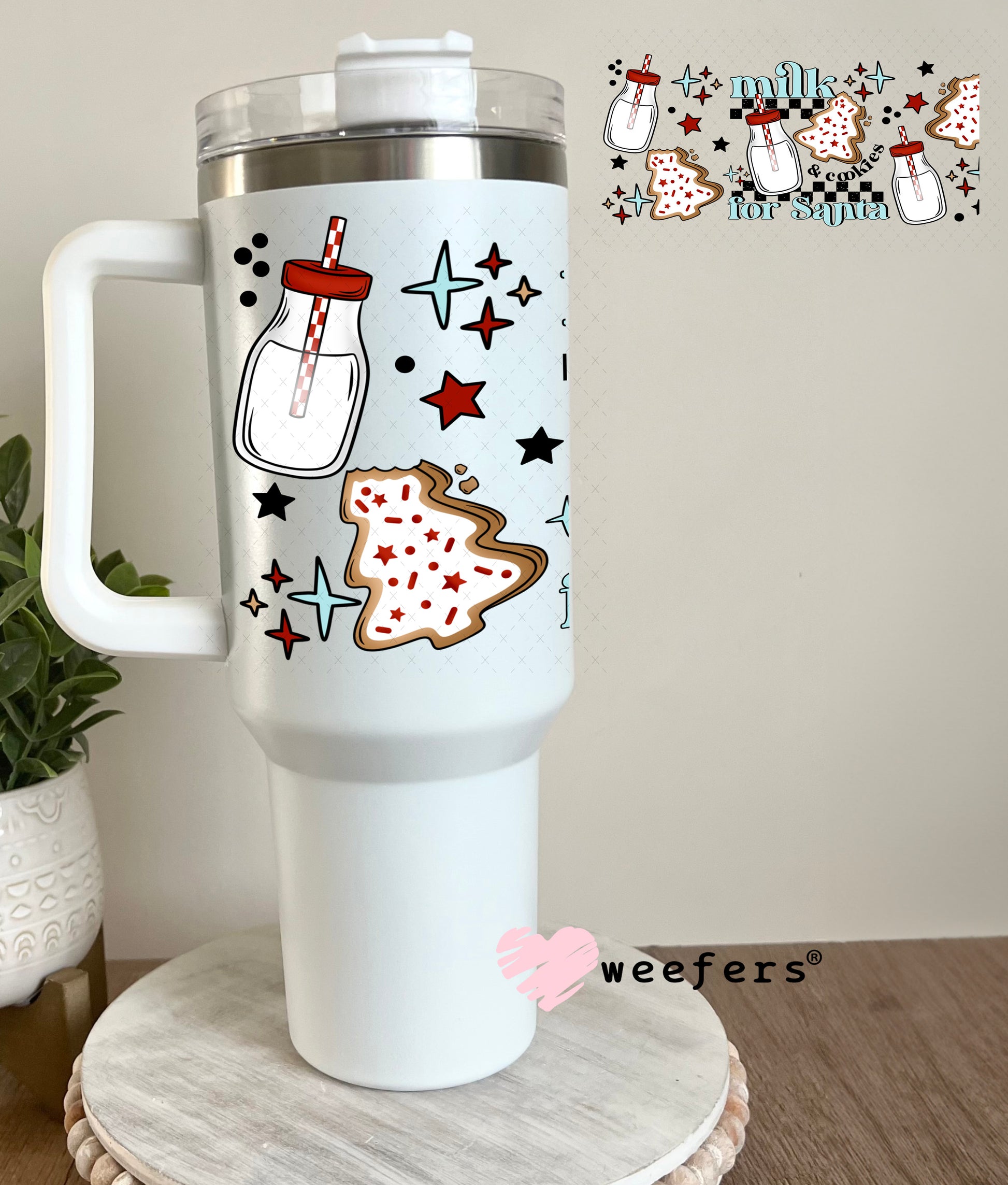 Milk and Cookies for Santa UV DTF Cup Wrap 40oz Tumbler Cup Wrap Weefers