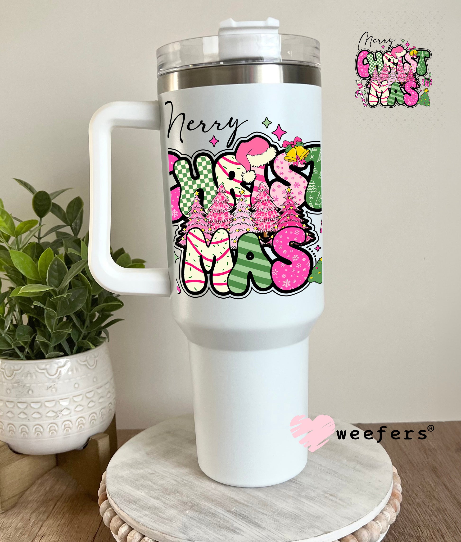 Merry Christmas UV DTF Decal 40oz Tumbler Decal Weefers