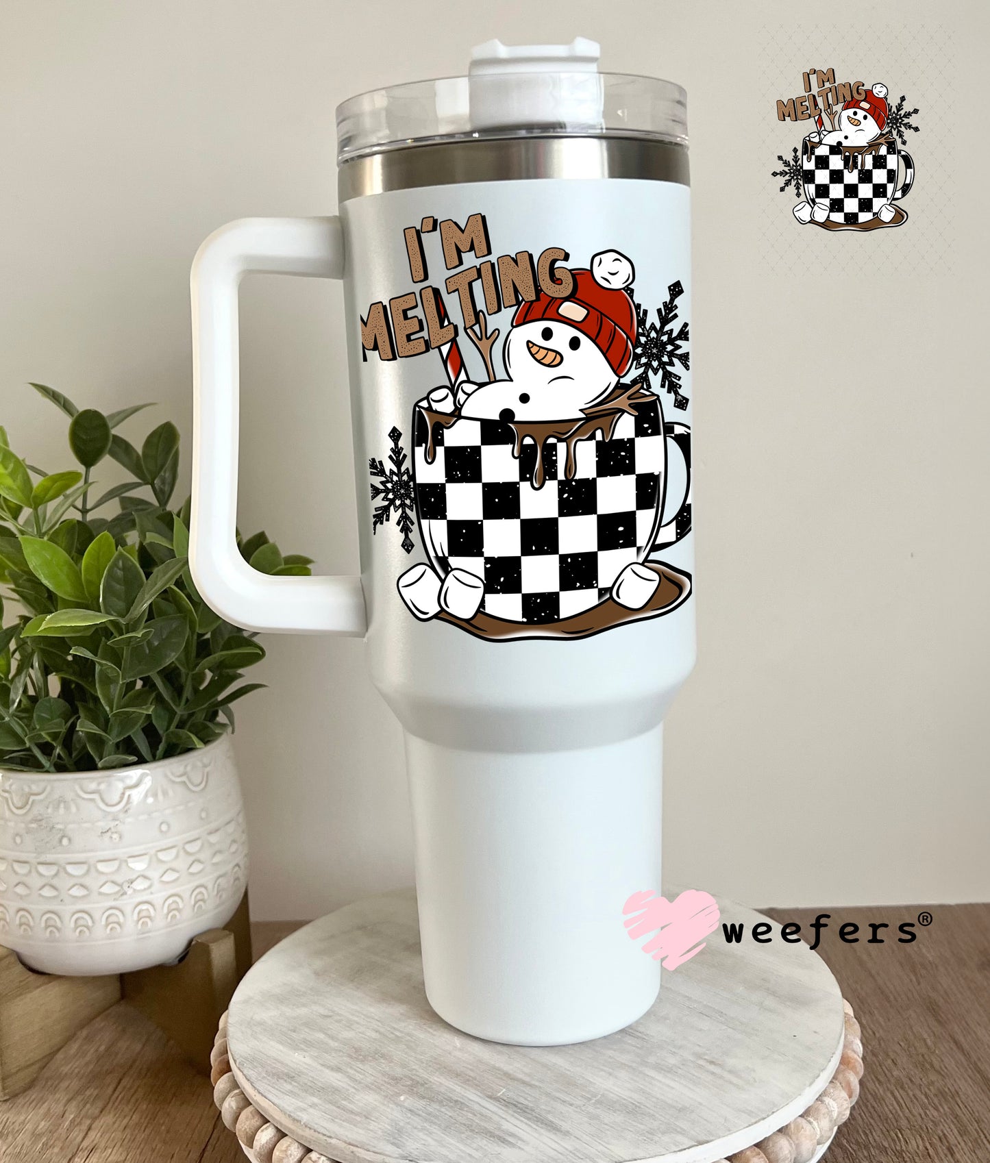 I'm Melting Christmas Hot Chocolate UV DTF Decal 40oz Tumbler Decal Weefers