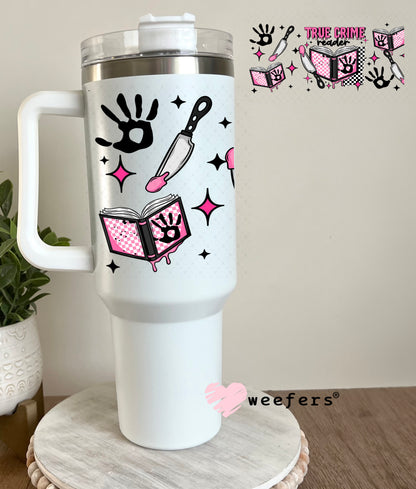 True Crime Pink and Black UV DTF Cup Wrap 40oz Tumbler Cup Wrap Weefers