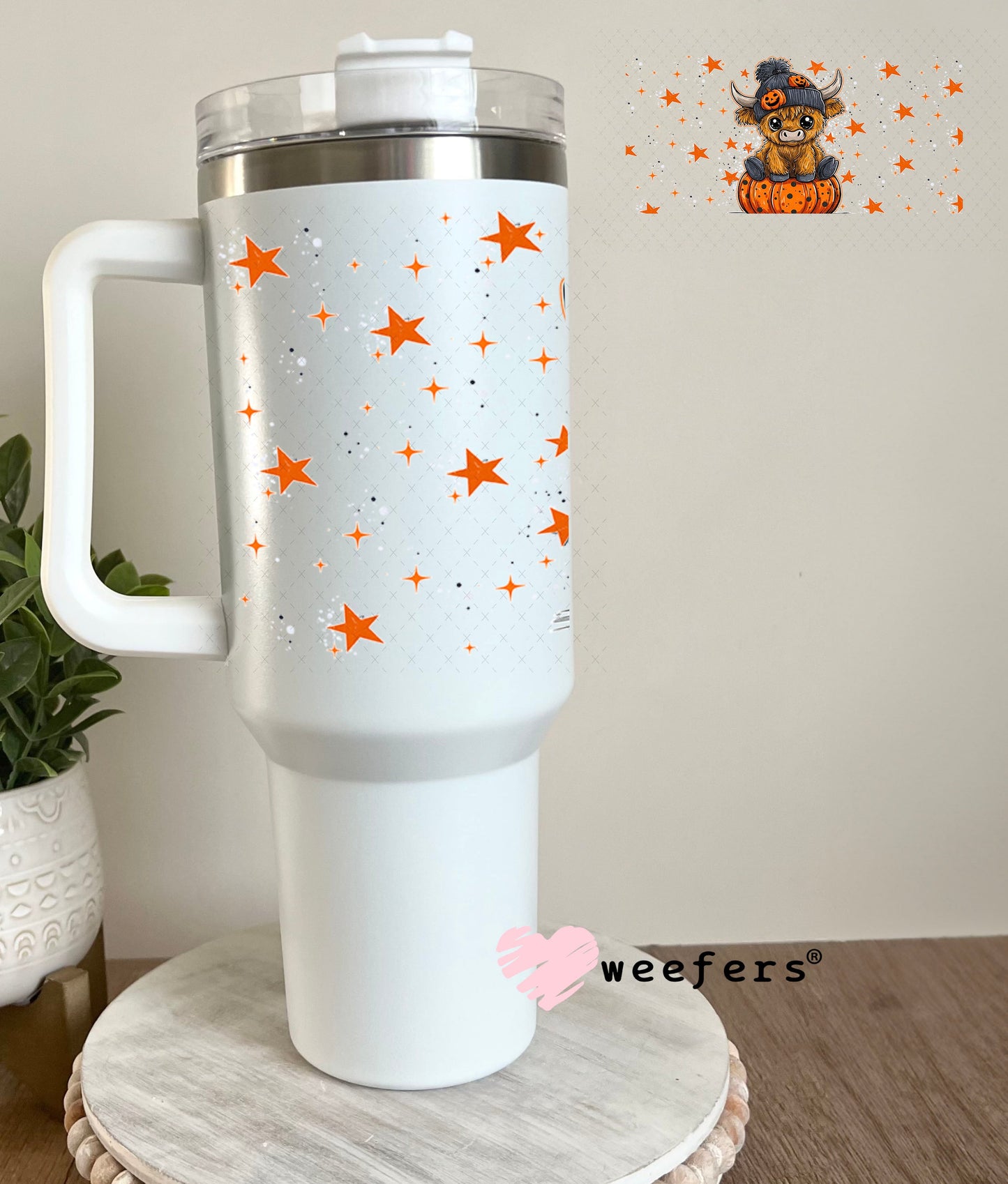 Halloween Highlander Cow UV DTF Cup Wrap - Weefers Exclusive 40oz Tumbler Wrap Weefers