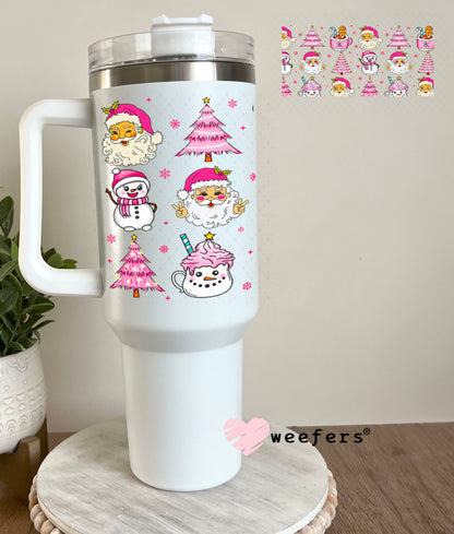 Pink Christmas UV DTF Cup Wrap - Weefers Exclusive 40oz Tumbler Wrap Weefers