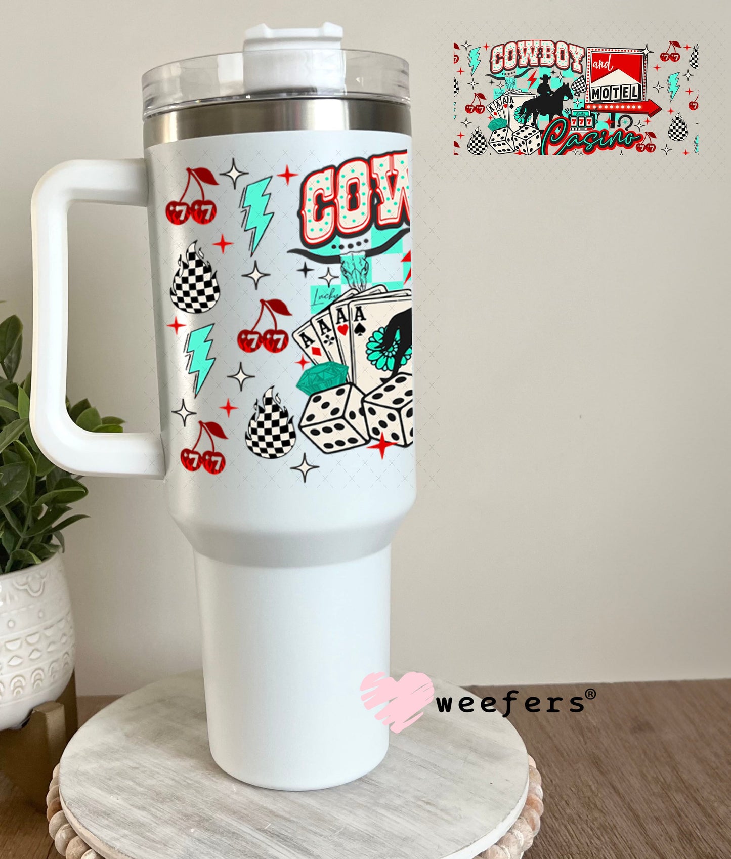 Cowboy Casino UV DTF Cup Wrap - Weefers Exclusive 40oz Tumbler Wrap Weefers