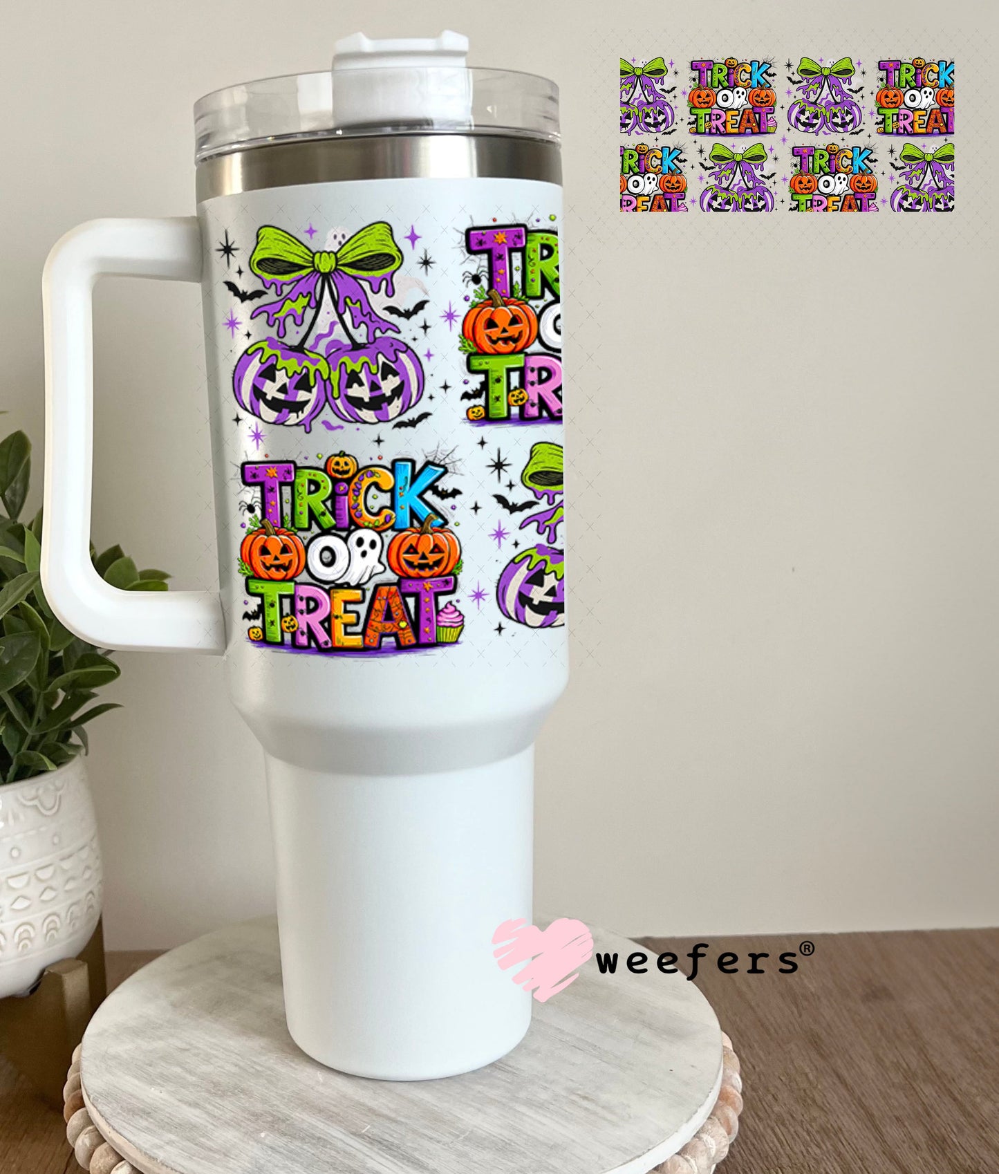 Trick or Treat Juice Cherry Bows UV DTF Cup Wrap - Weefers Exclusive 40oz Tumbler Wrap Weefers
