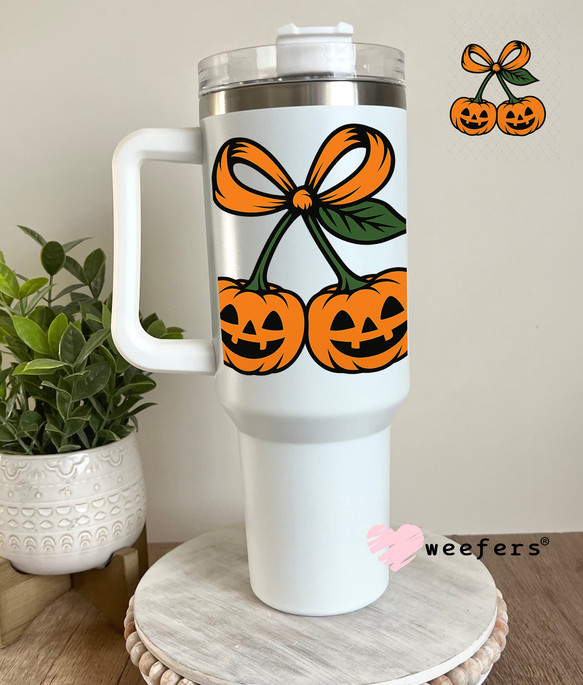 Pumpkin Cherries UV DTF Decal 40oz Tumbler Decal Weefers