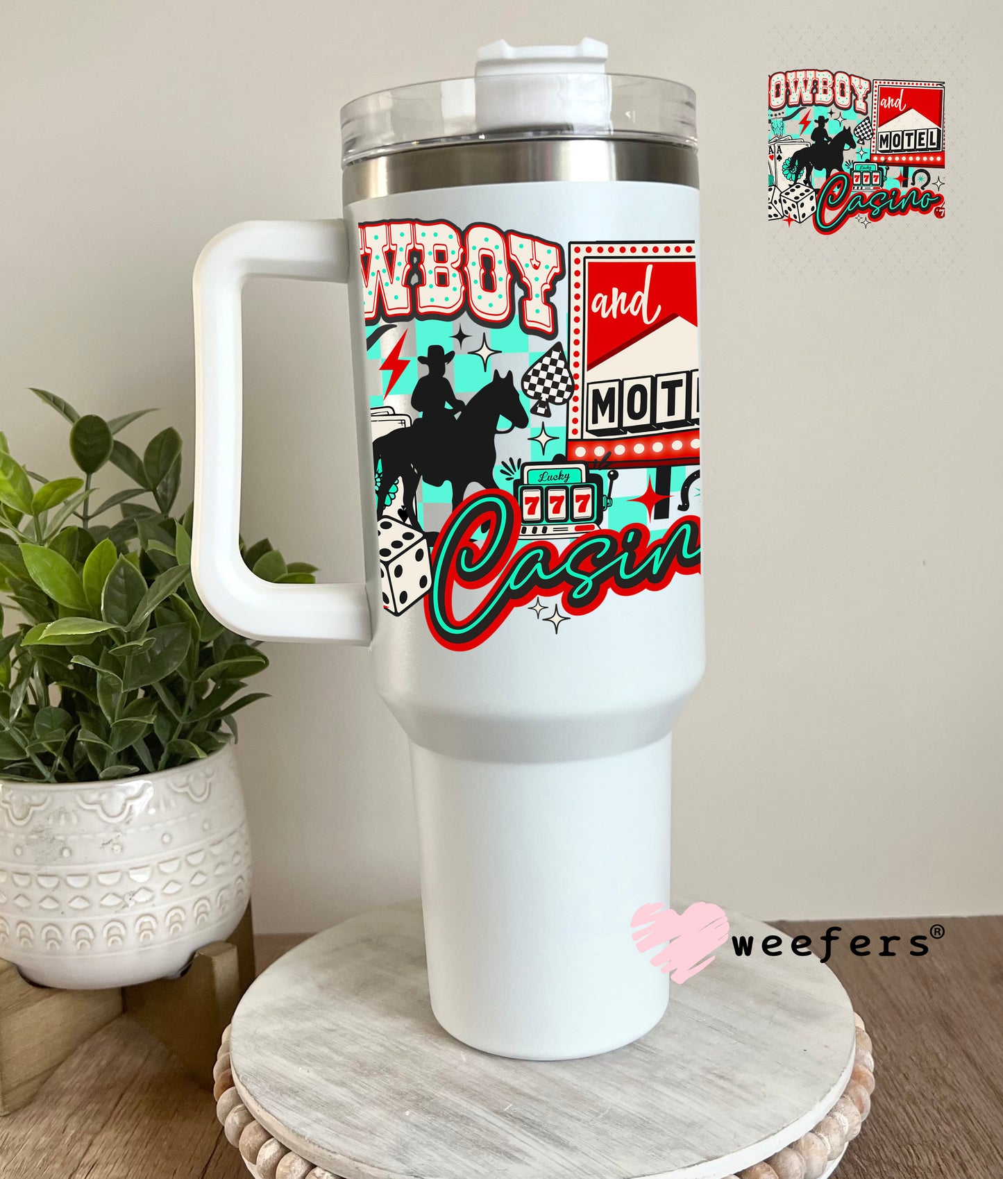 Cowboy Casino UV DTF Decal 40oz Tumbler Decal Weefers