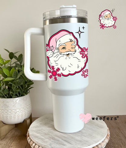Pink Santa UV DTF Decal 40oz Tumbler Decal Weefers