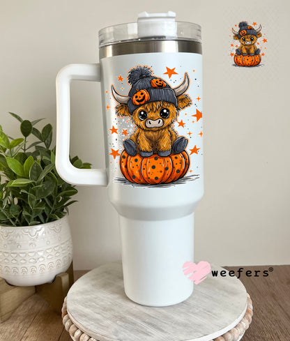 Halloween Highlander Cow UV DTF Decal 40oz Tumbler Decal Weefers