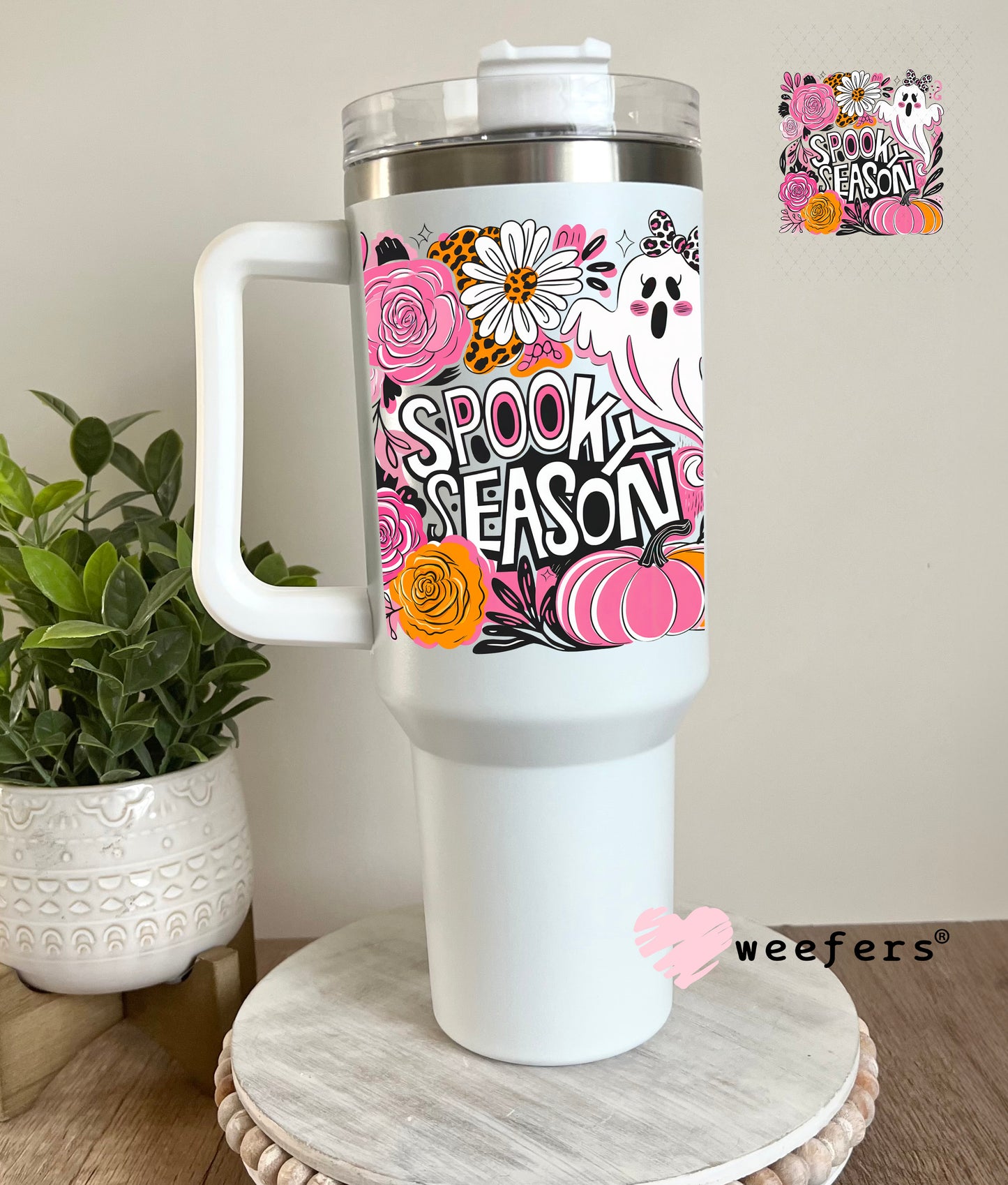 Spooky Season UV DTF Decal 40oz Tumbler Cup Wrap Weefers