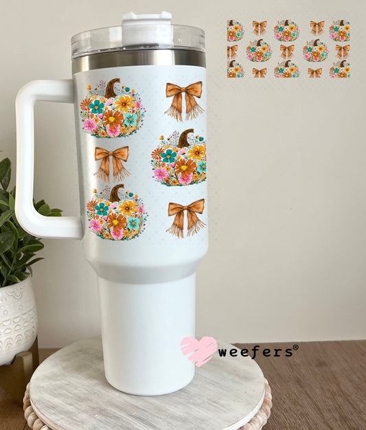 Floral Pumpkin UV DTF Cup Wrap - Weefers Exclusive 40oz Tumbler Wrap Weefers