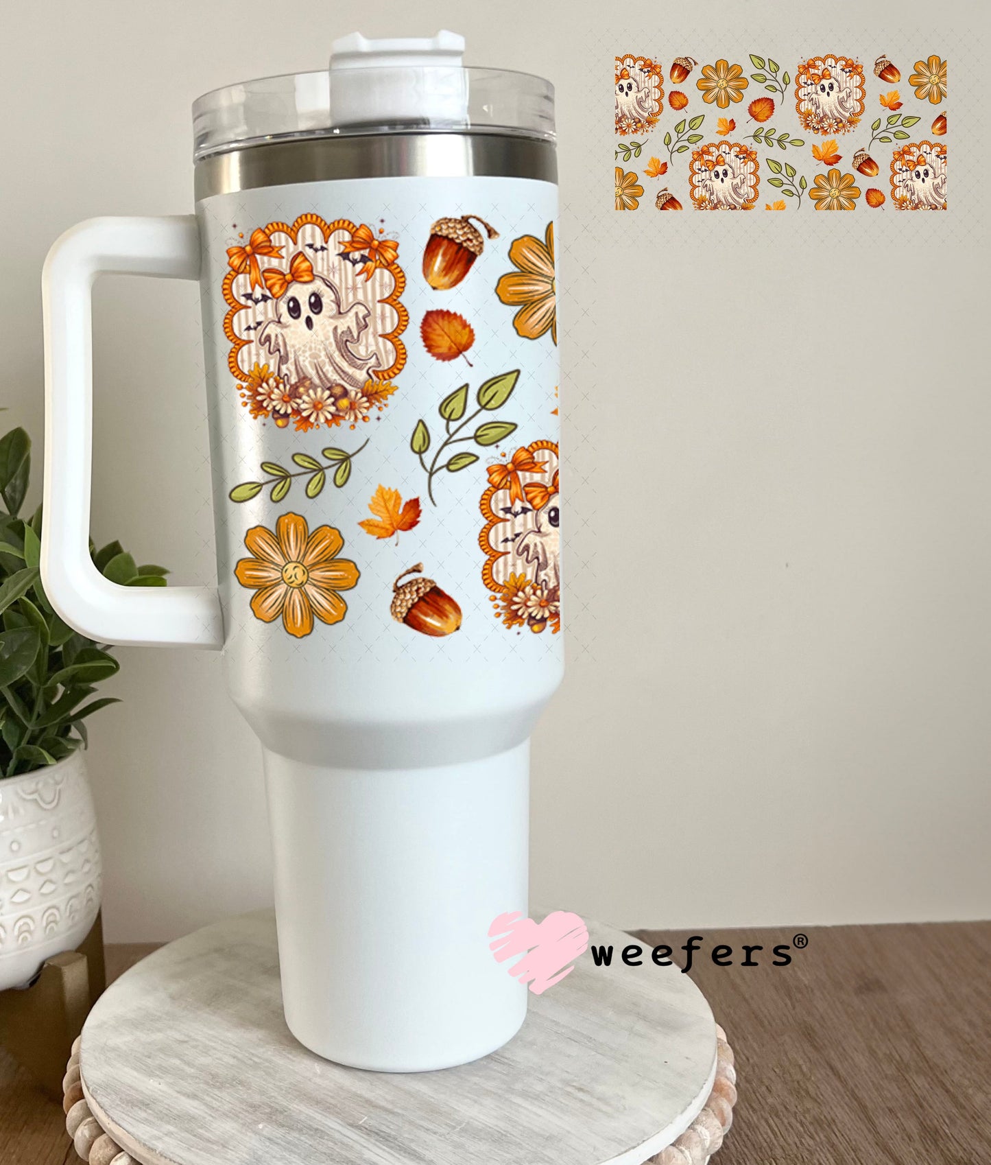 Fall Ghostie UV DTF Cup Wrap - Weefers® Exclusive 40oz Tumbler Wrap Weefers