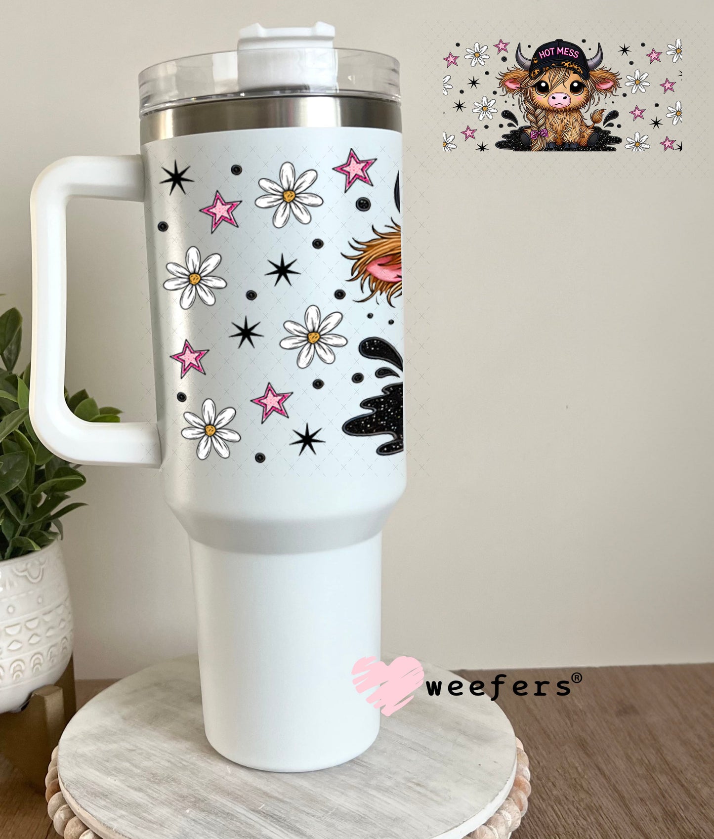 Hot Mess Cutie Highlander UV DTF Cup Wrap - Weefers® Exclusive 40oz Tumbler Wrap Weefers