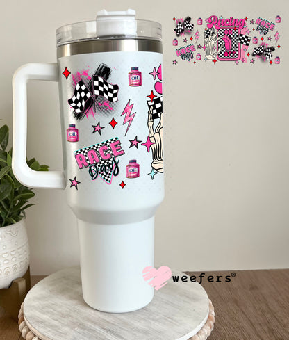 Racing Off Pink UV DTF Cup Wrap - Weefers Exclusive 40oz Tumbler Cup Wrap Weefers