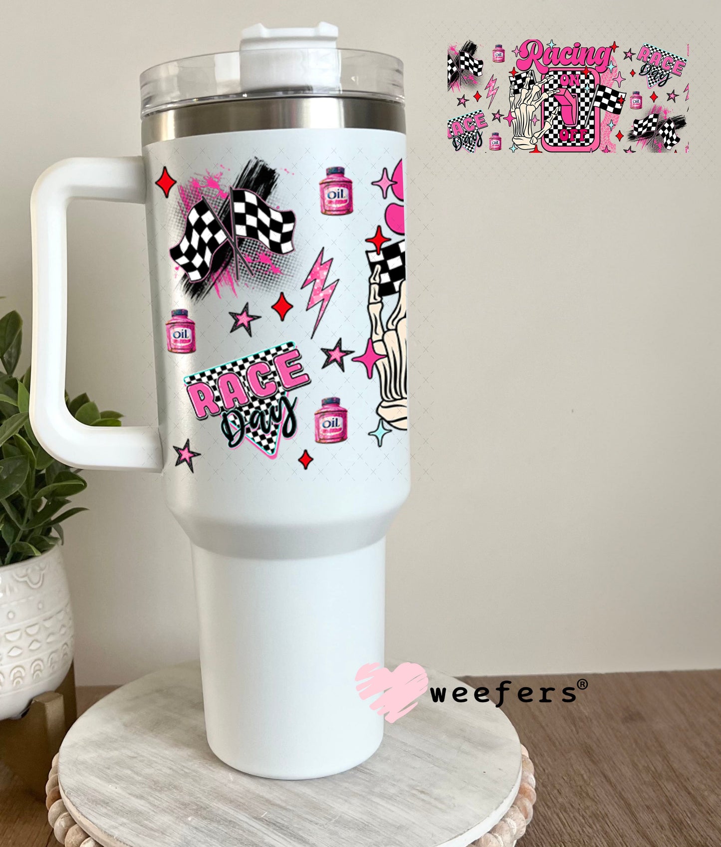 Racing Off Pink UV DTF Cup Wrap - Weefers Exclusive 40oz Tumbler Wrap Weefers