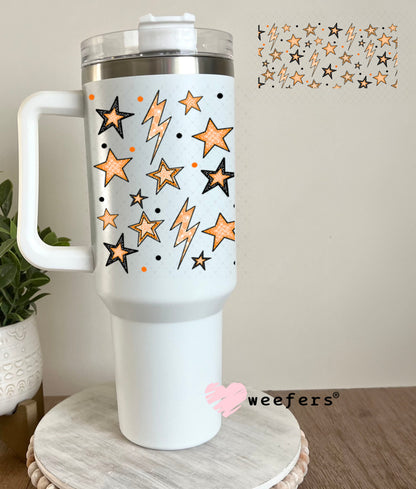 Orange Stars and Lightening Bolts UV DTF Cup Wrap - Weefers Exclusive 40oz Tumbler Wrap Weefers