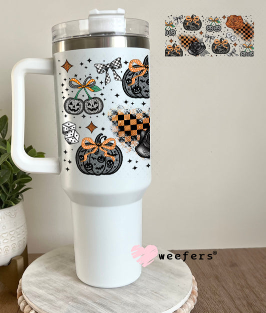 Black Lace Pumpkins and Roses UV DTF Cup Wrap - Weefers Exclusive 40oz Tumbler Wrap Weefers