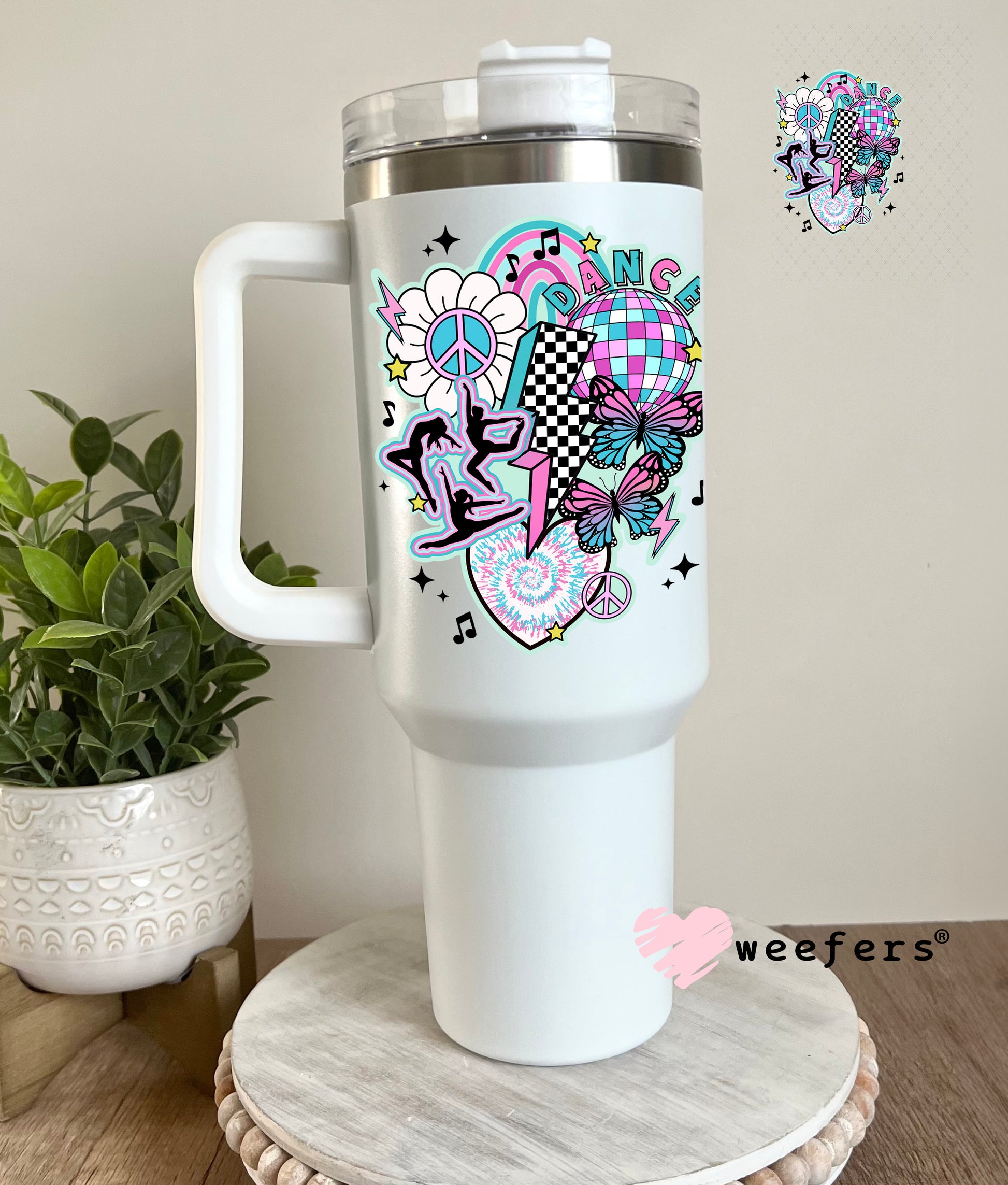 Retro Dance UV DTF Decal 40oz Tumbler Cup Wrap Weefers