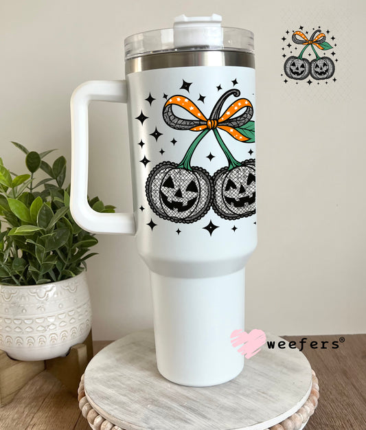 Black Lace Pumpkin Cherries UV DTF Decal 40oz Tumbler Decal Weefers