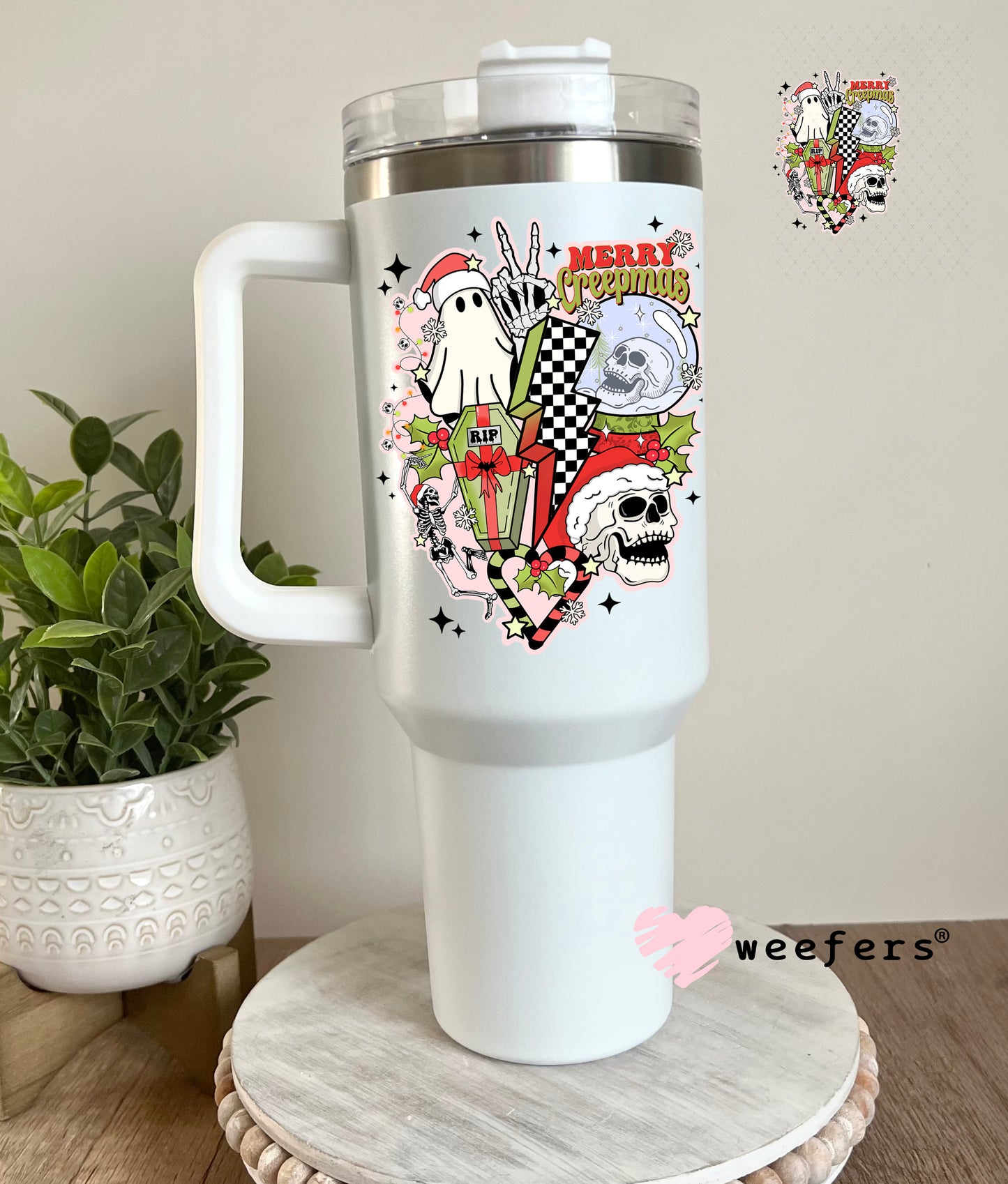 Retro Christmas Ghouls UV DTF Decal 40oz Tumbler Decal Weefers