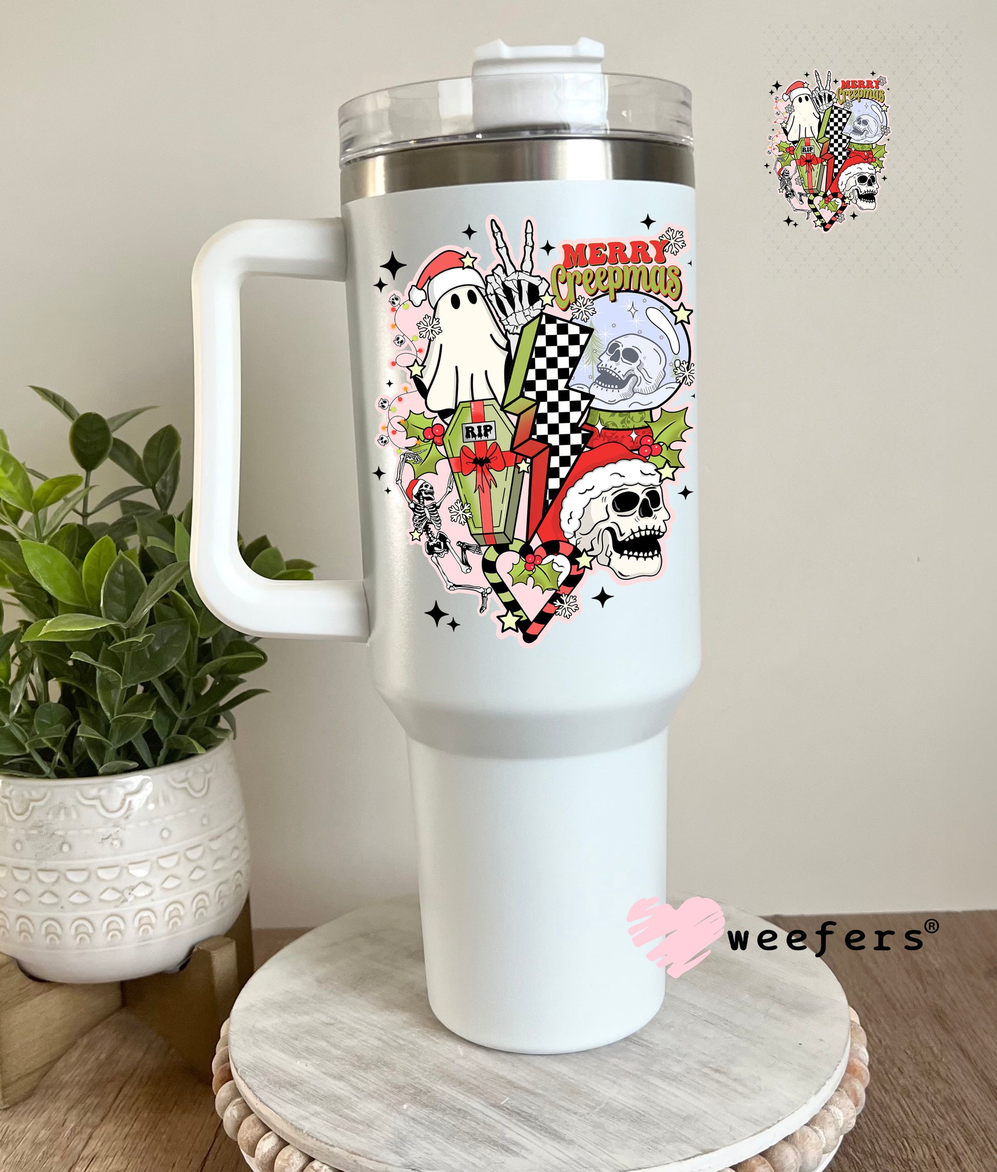 Retro Christmas Ghouls UV DTF Decal 40oz Tumbler Decal Weefers