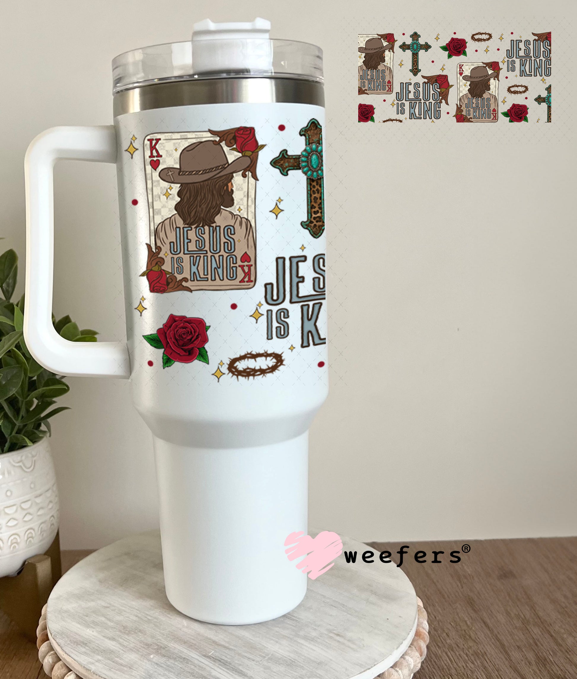 Jesus is King Card UV DTF Cup Wrap - Weefers Exclusive 40oz Tumbler Wrap Weefers