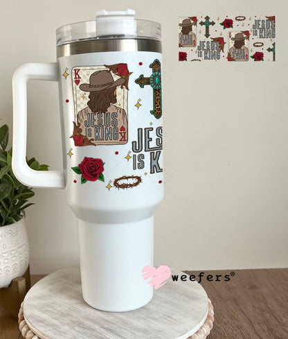 Jesus is King Card UV DTF Cup Wrap - Weefers Exclusive 40oz Tumbler Wrap Weefers