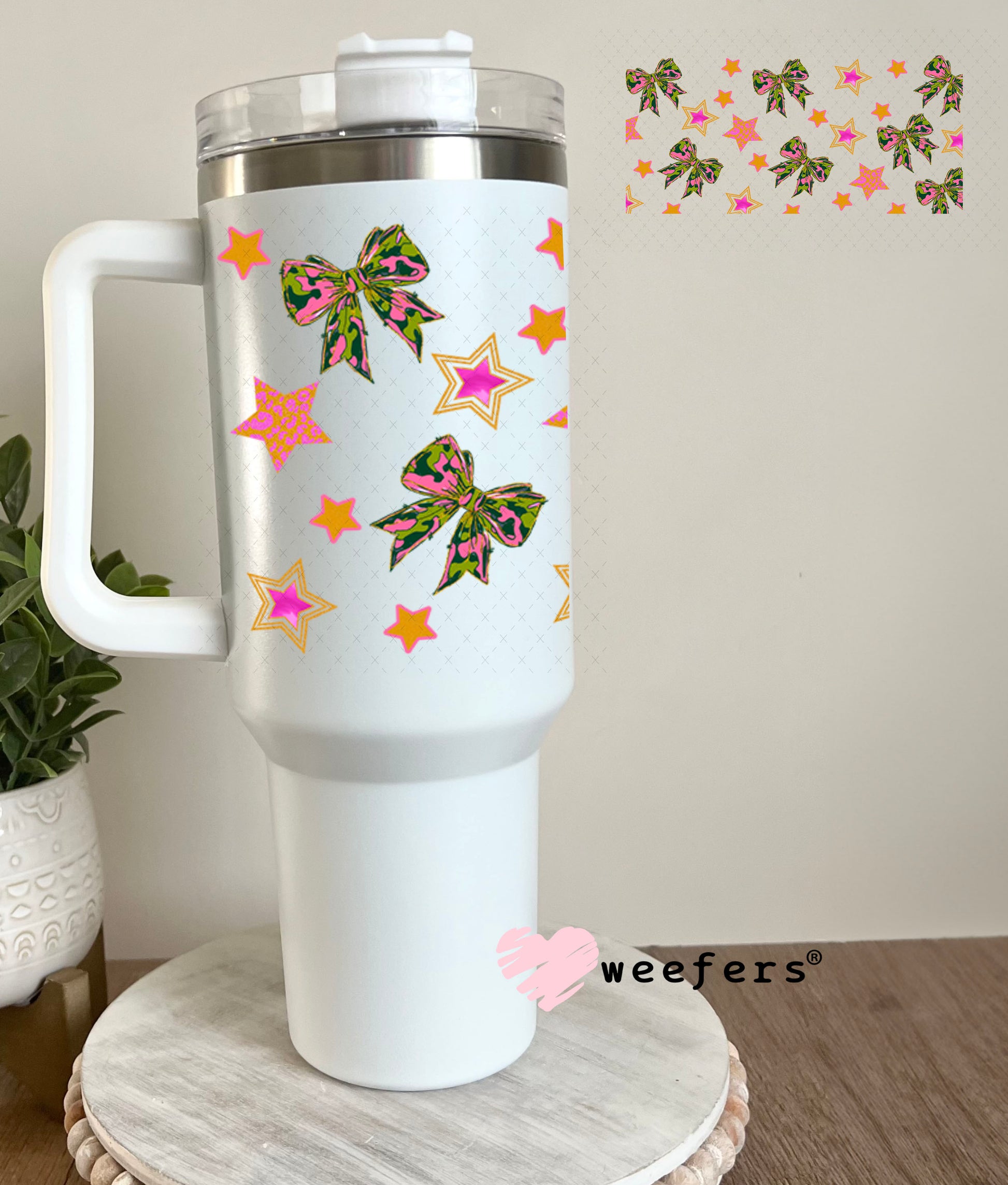 Just a Girl Who Love's Glitter and Camo Side Kick UV DTF Cup Wrap - Weefers Exclusive 40oz Tumbler Wrap Weefers