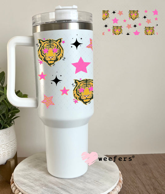 Tiger Blood Pink Star Eyes UV DTF Cup Wrap - Weefers Exclusive 40oz Tumbler Wrap Weefers