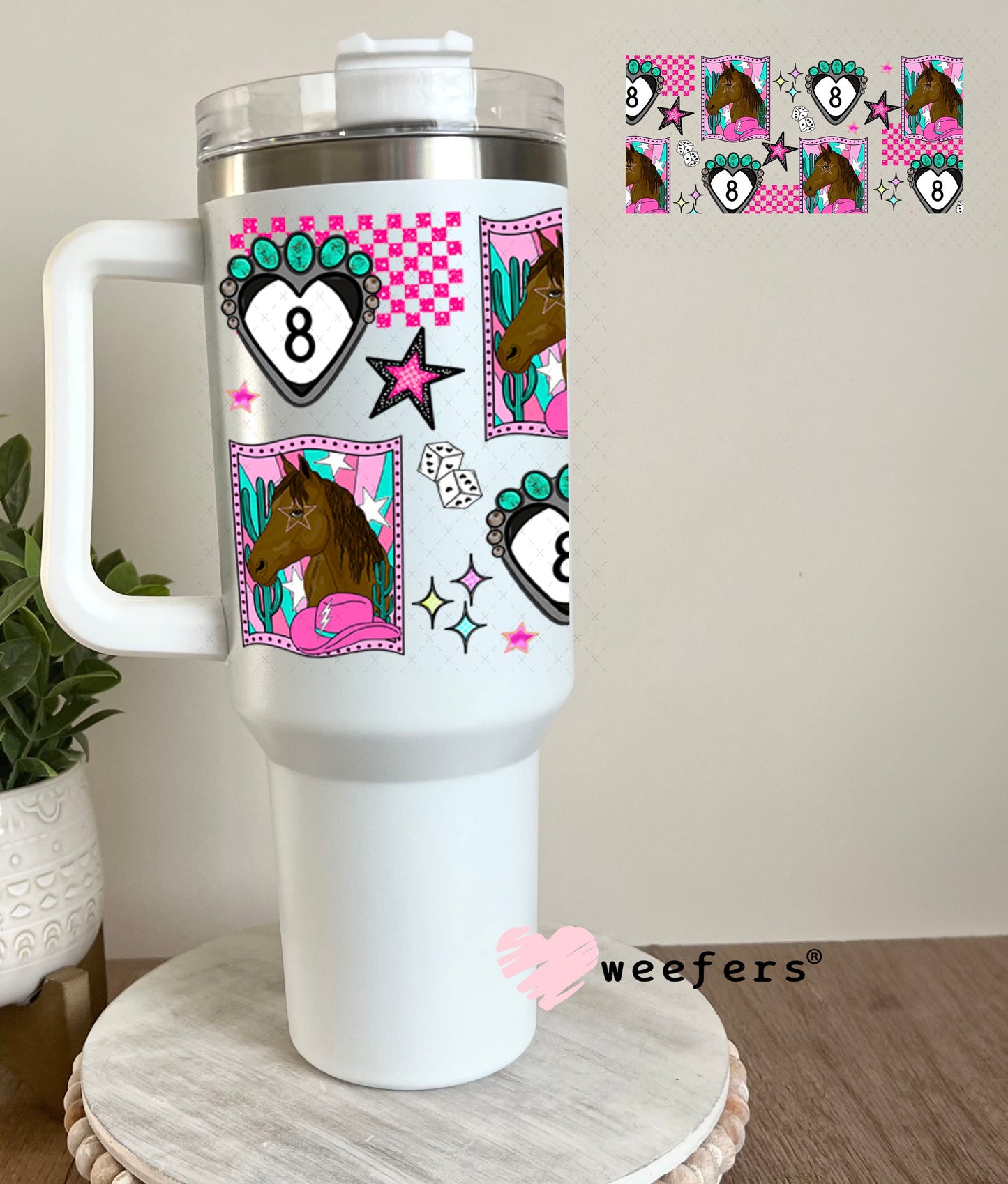 Pink Pony UV DTF Cup Wrap - Weefers Exclusive 40oz Tumbler Wrap Weefers