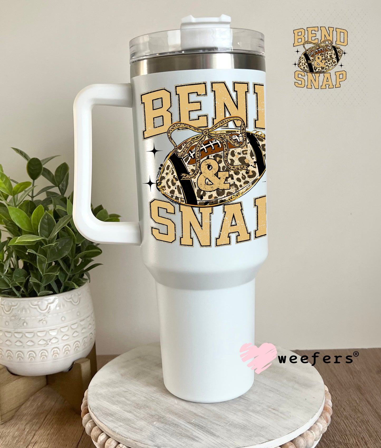 Bend and Snap Football UV DTF Decal 40oz Tumbler Decal Weefers