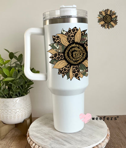 Camo Sunflower UV DTF Decal 40oz Tumbler Decal Weefers
