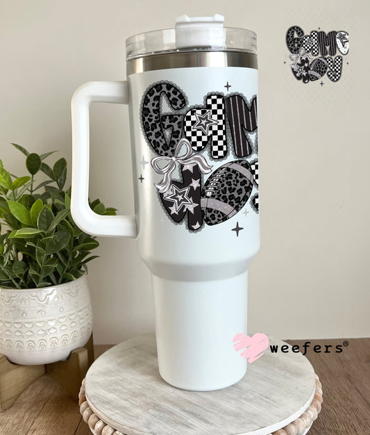 Game Day Black Lace UV DTF Decal 40oz Tumbler Decal Weefers