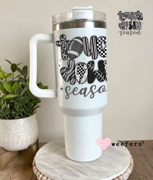 Touch Down Black Lace UV DTF Decal 40oz Tumbler Decal Weefers