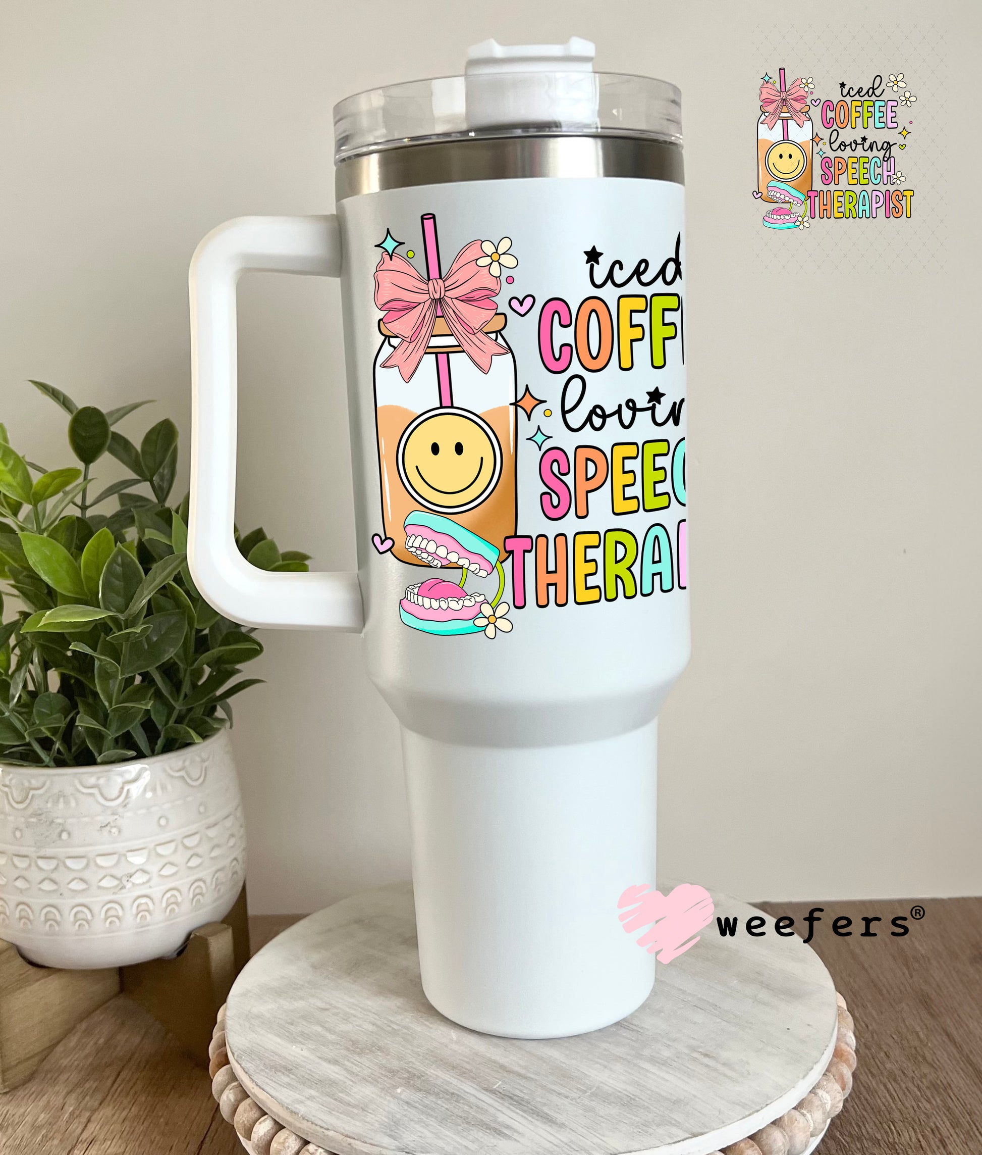 Iced Coffee Loving Speech Therapist UV DTF Decal 40oz Tumbler Decal Weefers