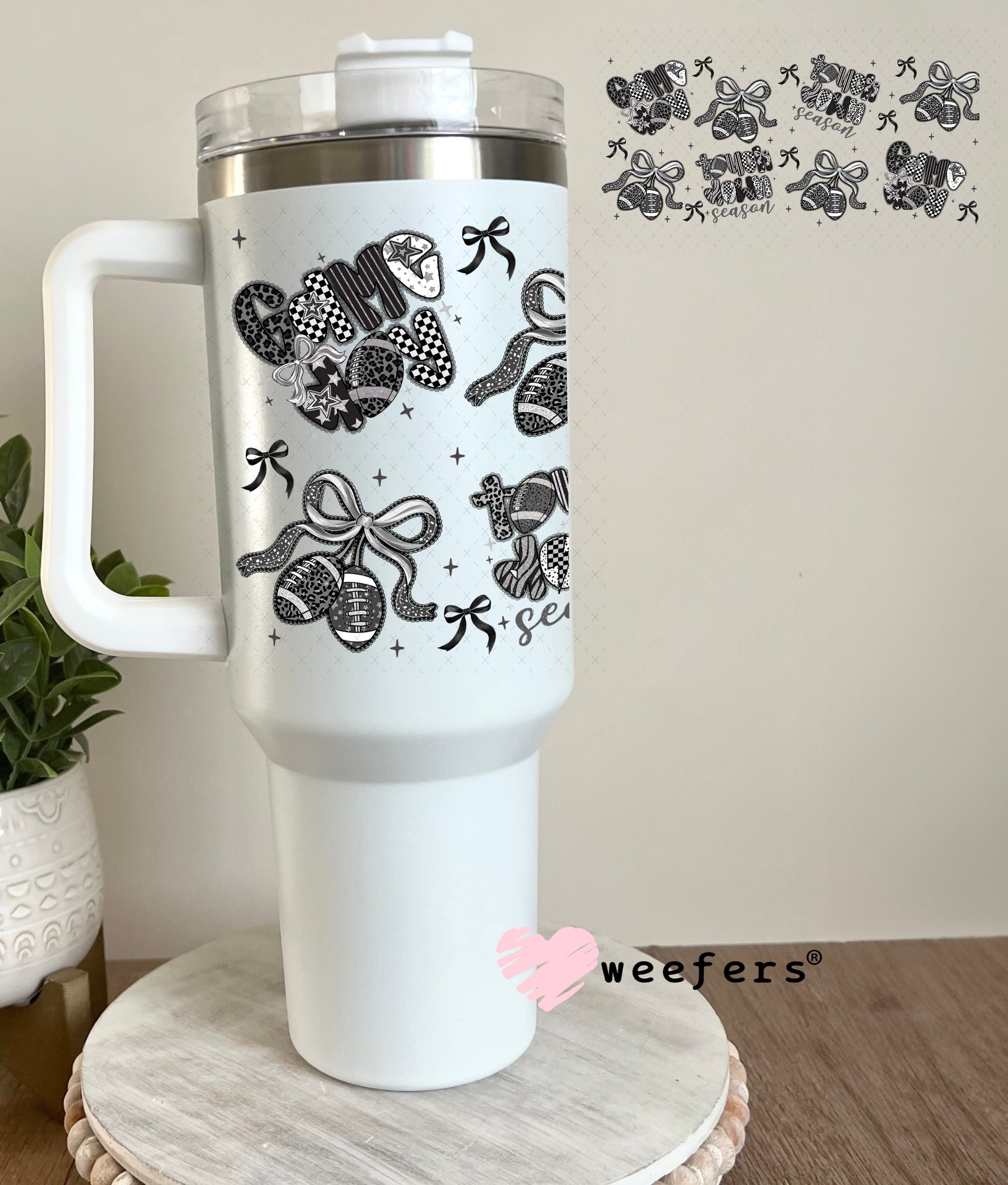 Game Day Black Lace UV DTF Cup Wrap - Weefers Exclusive 40oz Tumbler Cup Wrap Weefers