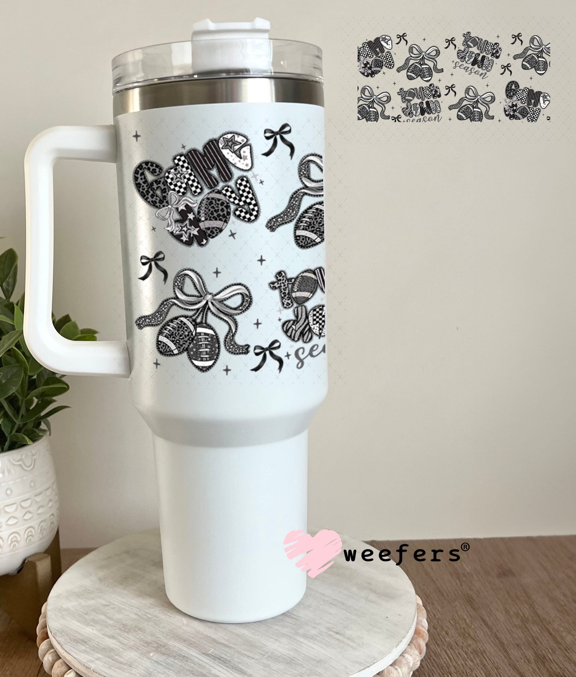 Game Day Black Lace UV DTF Cup Wrap - Weefers Exclusive 40oz Tumbler Wrap Weefers