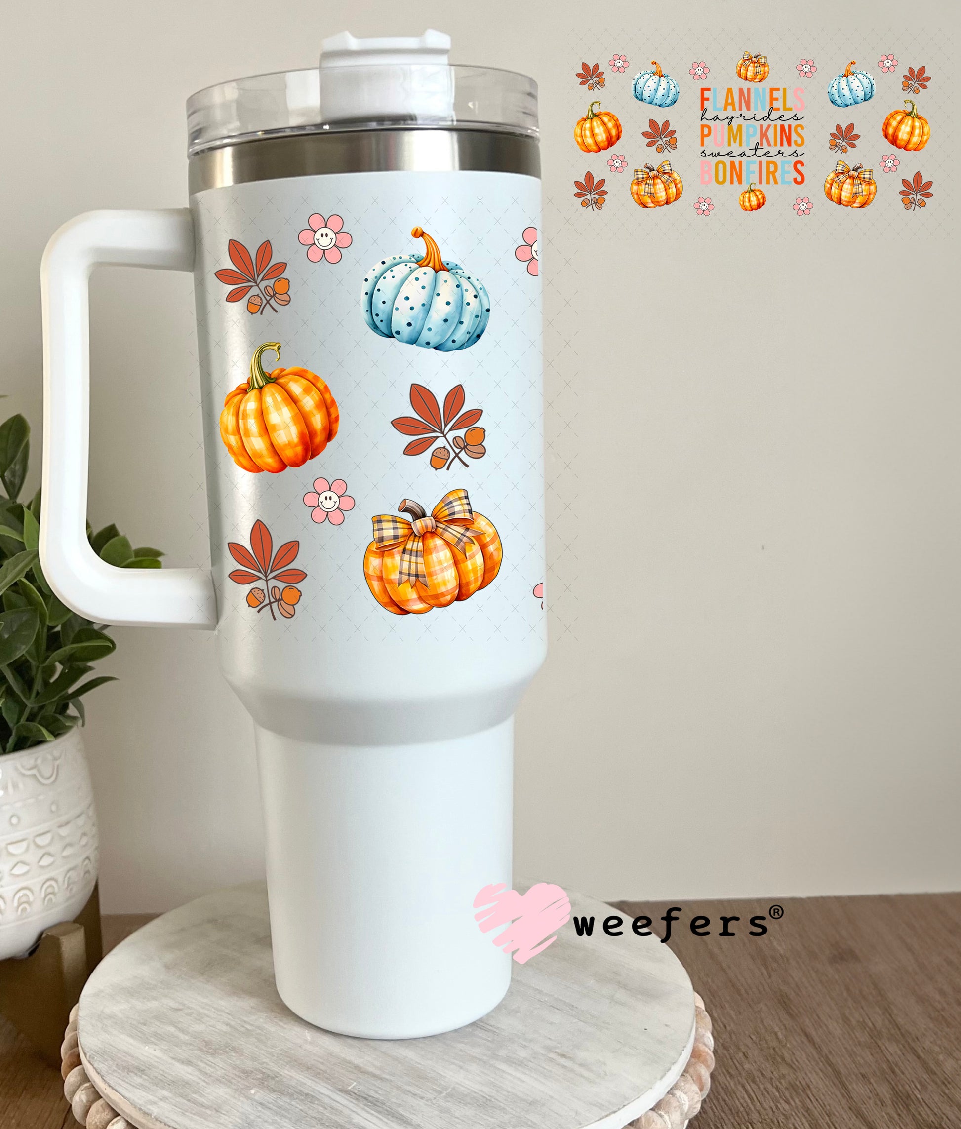 Flannels Pumpkins Bonfires UV DTF Cup Wrap 40oz Tumbler Cup Wrap Weefers