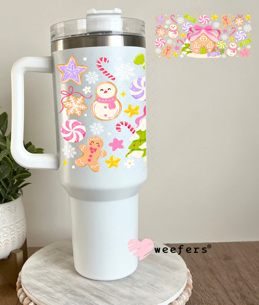 Pastel Gingerbread Christmas UV DTF Cup Wrap 40oz Tumbler Cup Wrap Weefers