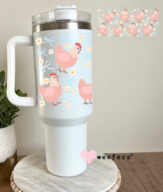 Coquette Chickens UV DTF Cup Wrap 40oz Tumbler Cup Wrap Weefers