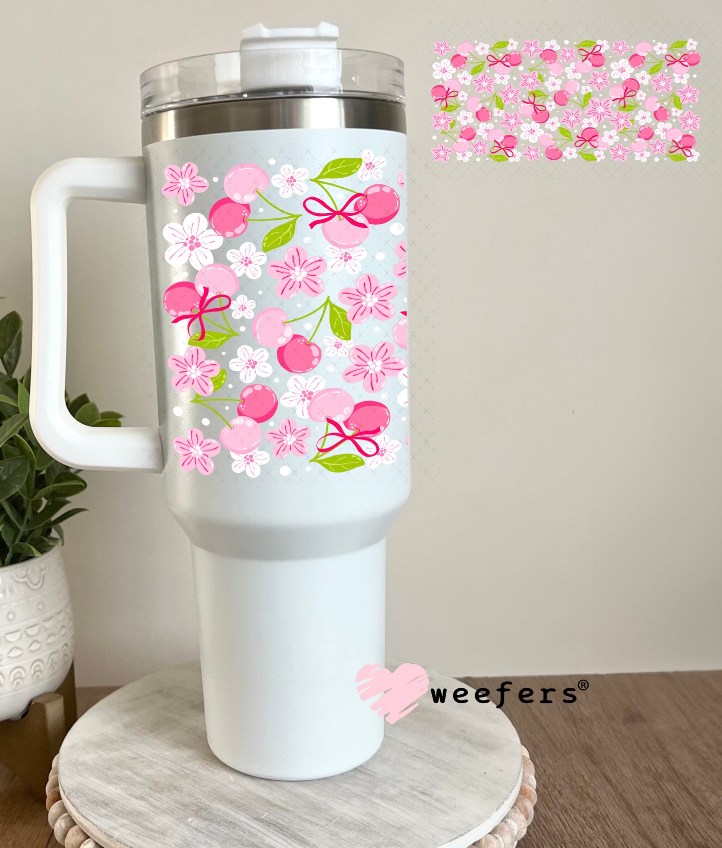 Cherry Blossoms UV DTF Cup Wrap 40oz Tumbler Cup Wrap Weefers