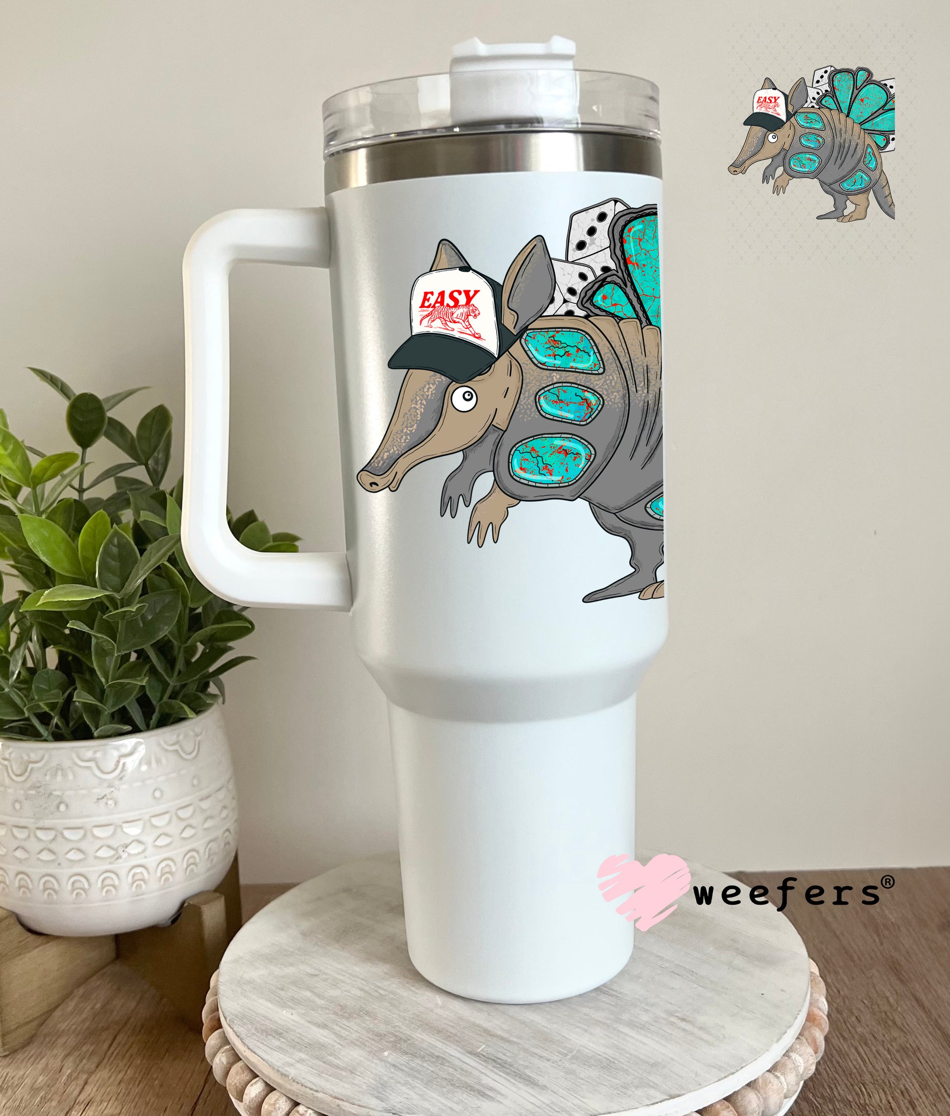 Sassy Armadillo UV DTF Decal 40oz Tumbler Cup Wrap Weefers