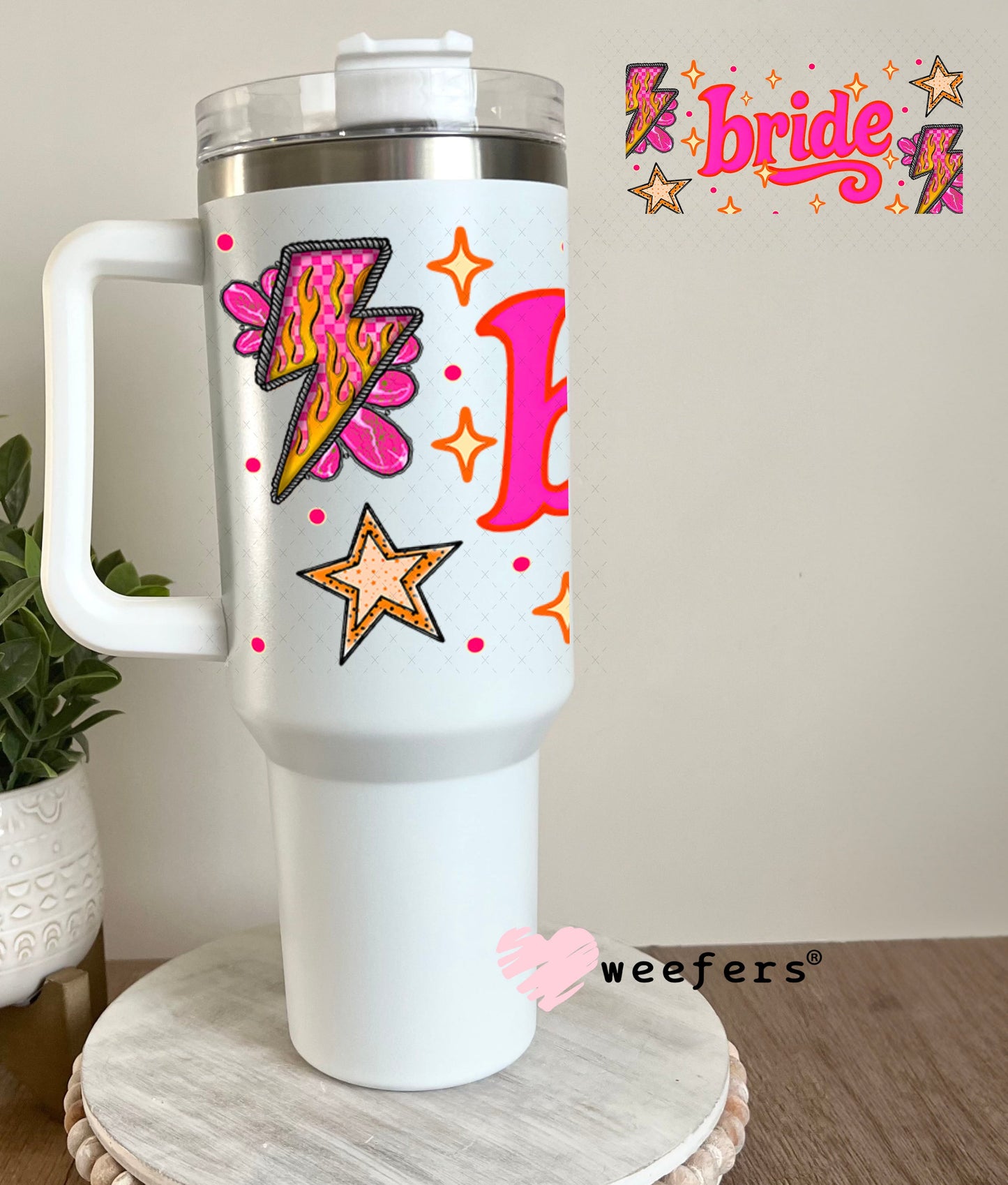Bride Lightening Bolt UV DTF Cup Wrap - Weefers® Exclusive 40oz Tumbler Wrap Weefers