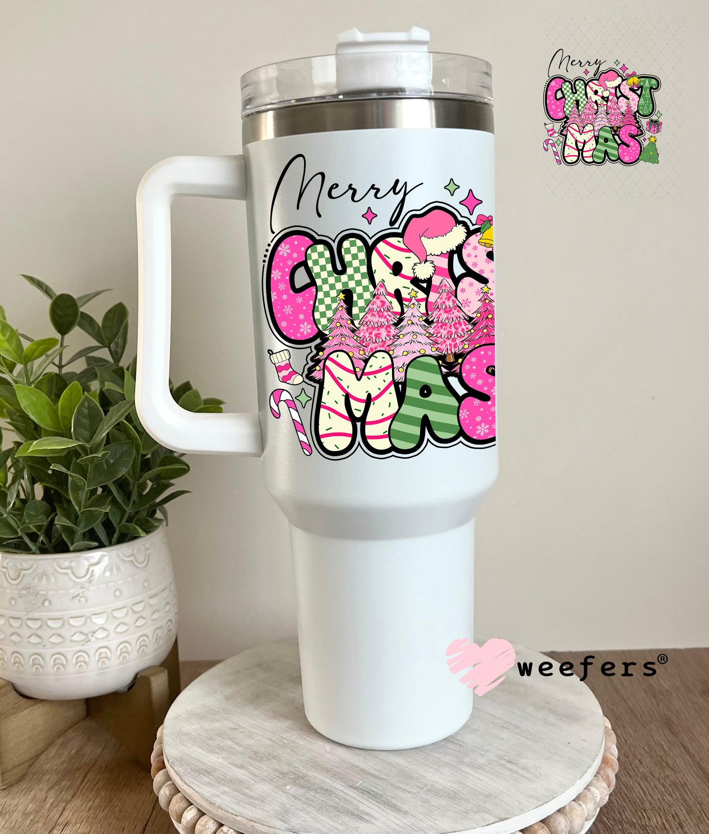 Merry Christmas UV DTF Decal 40oz Tumbler Decal Weefers